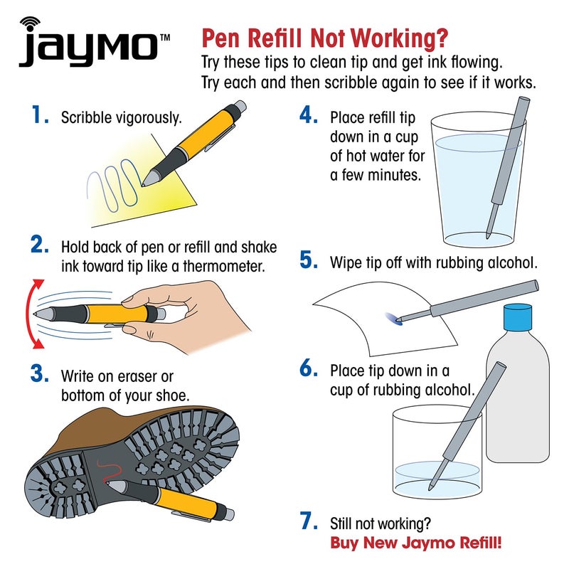Jaymo Replacement for Parker Quink 1950324 - Measures 4.56 in / 116 mm Long - Rollerball Pen Refill - 6 Blue - Image 5